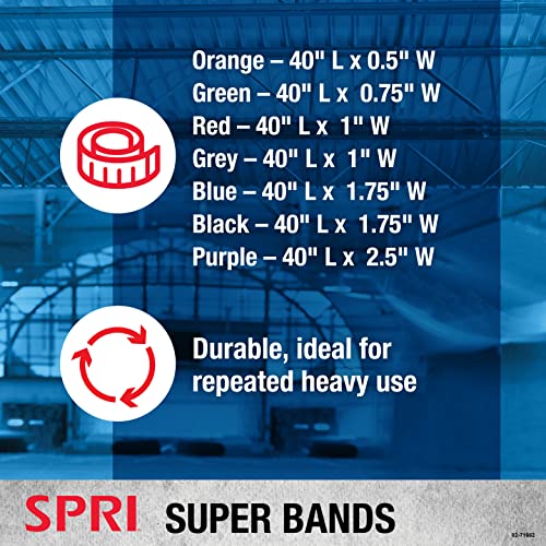 SPRI Superbands - Resistance Band for Assisted Pull-ups, Core Fitness, and Strength Training Resistance Exercises - Versatile Tool for Flexibility, Stamina, and Balance - 1", Red