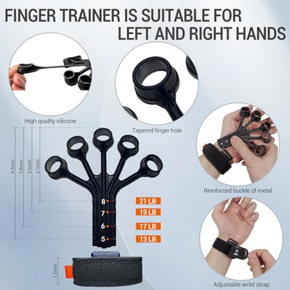 Hand Grips Strengthener, Forearm Strength Trainer- Adjustable Resistance 11-220Lbs Hand gripper with Counting,Finger Exerciser,Hand Extension Exerciser for Muscle Building and Injury Recover Combo Set