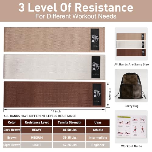 Resistance Bands Set, Exercise Bands with Non-Slip Design for Hips & Glutes, 3 Levels Workout Bands for Women and Men, Booty Bands for Home Fitness, Yoga, Pilates
