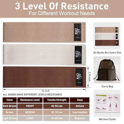 Resistance Bands Set, Exercise Bands with Non-Slip Design for Hips & Glutes, 3 Levels Workout Bands for Women and Men, Booty Bands for Home Fitness, Yoga, Pilates