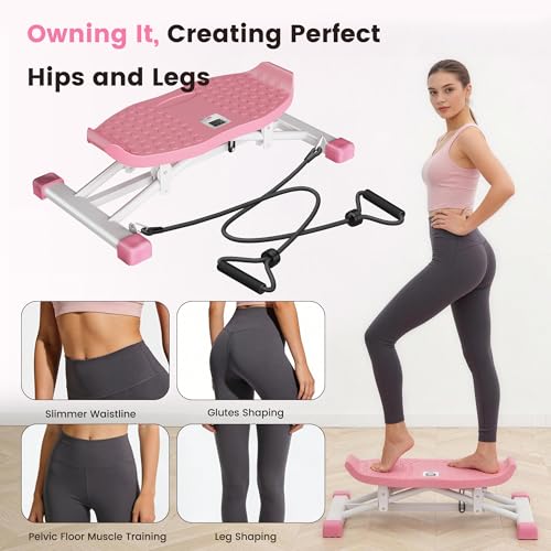 DlandHome Balance Board, Rock Stepper with 2 Resistance Bands & Lcd Monitor, Simulate Ski Machine for Exercise at Home, Ski Balance Trainer for Full Body, 265lbs Weight Capacity