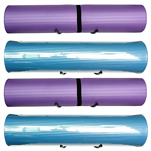 Yoga Mat Foam Rollers Wall Rack Wall Storage Mount Wall Holder Storage Shelf for Foam Rollers and Yoga Mat, Up to 8 Inch Diameter - No Mat -4/PK