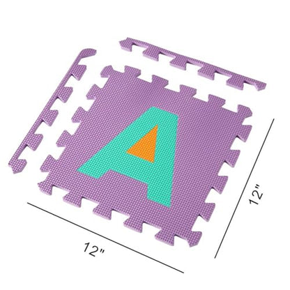 Easy Playhouse Soft Foam Floor Puzzle Tiles for Children, Non-Toxic EVA 36 Interlocking Foam Tiles with 24 Borders for Playroom, Nursery or Gym, Numbers and Letters