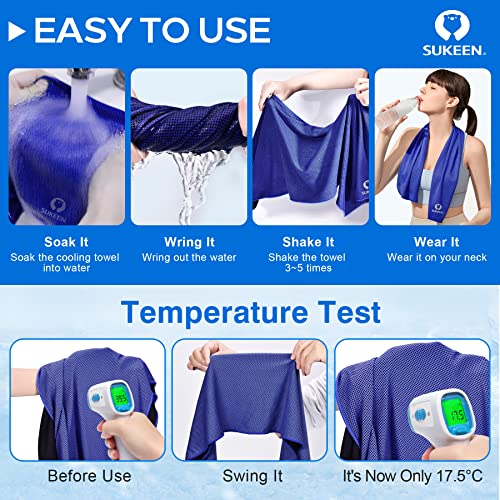 Sukeen 4 Pack Cooling Towels (40"x 12"), Cooling Neck Wraps, Soft Ice Towel - color: Blue/Grey/Purple/Dark Blue