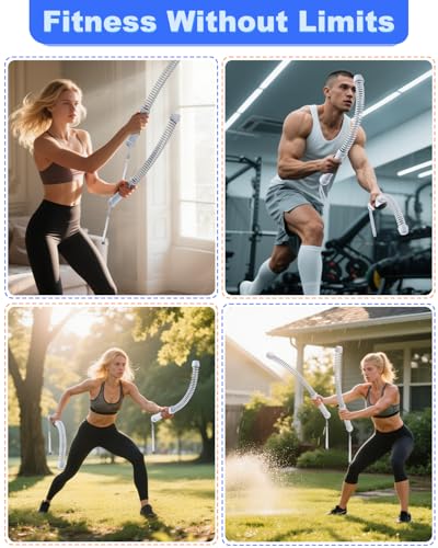 Weighted Ropeless Battle Ropes for Home Gym: 2PCS Heavy Duty Cordless Battle Ropes for Strength Building, HIIT Workout and Low-Impact Aerobic Training for Men & Women