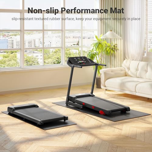 THERUN Home Gym Treadmill Exercise Bike Mat Non-Slip, Workout Mat Thick, Heavy-Duty Floor Mat for Fitness and Yoga, 2 Size Options - size: 78*35.5*0.23 inch