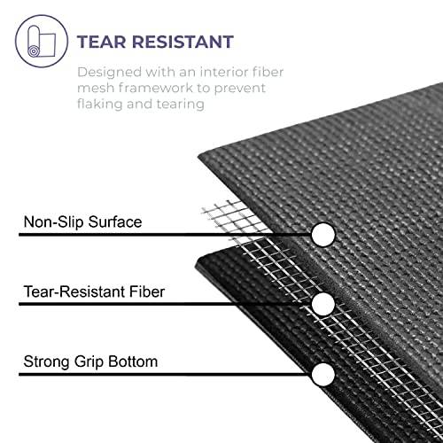 Voyage Yoga Mat, 10 Pack, 72" x 24" Professional Studio and Gym Bulk Yoga Mats, 5mm Thick, Durable, Anti-Tear, Non Slip Fitness and Exercise Mats - color: Black