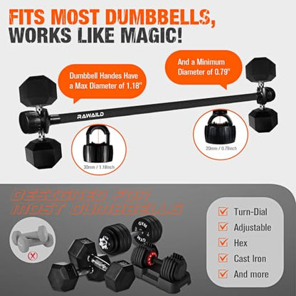 Dumbbell Converter, Convert Dumbbells to Barbell Set, Weight Bar for Bench Presses, Squats, Hip Thrust, Deadlifts, Home Weightlifting and Strength Training, Versatile Home Gym Equipment - color: Black