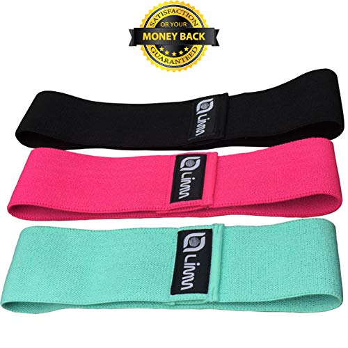 Fittest Pro by Limm Resistance Bands for Legs and Butt, Fabric Exercise Loop Bands Yoga, Pilates, Rehab, Fitness and Home Workout, Strength Bands for Booty - color: Black Leg Bands - Large - 16 inches
