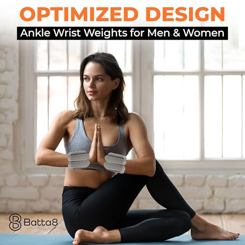 Patented Design Pilates Wrist and Ankle Weights for Women & Men - (1LBx2pc) Set of 2LBs Adjustable Silicone Weighted Bracelet Set for Gym, Yoga, Pilates, Cardio & Strength Training Wrist Weights for Women Wearable - color: Gray