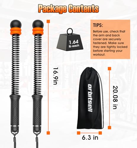 Weighted Ropeless Battle Ropes with Adjustable Spring Resistance, Quiet Cordless Battle Rope Sticks for Apartment Home Gym, Portable Workout Equipment with Weighted Handles for HIIT Cardio Training