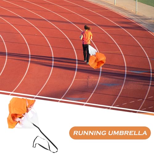 Abaodam Resistance Running Parachute Speed Training Equipment with Adjustable Belt for Sprint Strength and Agility Development, Orange Silver-Coated Canopy, Professional Running Gear