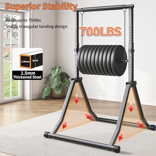 Foldable Power Tower Dip Station for Pull Ups, 66.1"-84.6" 12 Level 700 LBS, Adjustable Dip Handles & Assistance Bands Foldable Home Gym Equipment - color: 66"-85"
