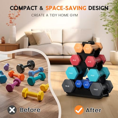 Dumbbell Rack Stand Only | Space-Saving Weight Rack for Home Gym, Hand Weight Rack Dumbbell Storage for Dumbbell Set (3-15 LB), Durable Metal Stand with Easy Assembly (Dumbell not Included) - color: Weight Rack - 4 Tier