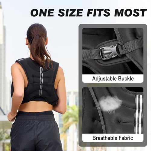 Weighted Vest for Men Women, No-Bounce 6LB 8LB 12LB 16LB 20LB 25LB 30LB Weights Vest with Adjustable Buckles & Reflective Stripes | Weight Vest for Walking Running Hiking Workout - color: 16lbs
