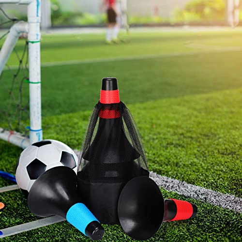 12 Pack Agility Training Sport Cones 9 Inch Flexible Marker Cones with Carry Bag Plastic Soccer Basketball Training Equipment for Indoor Outdoor Speed Grab Drills (Black)