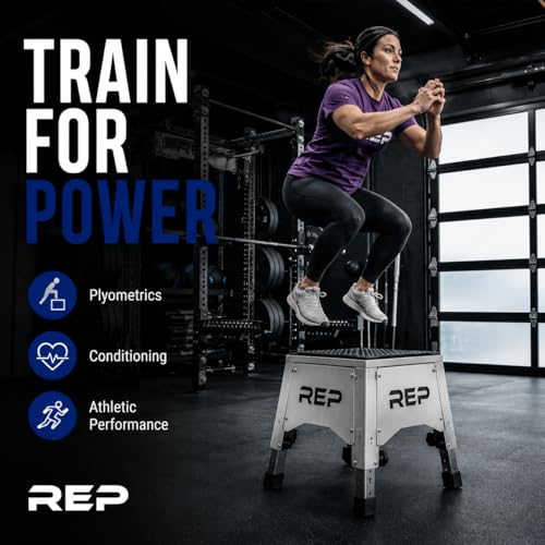 REP Adjustable Plyo Box | Metal Jump Platform | Home Gym Exercise Step | Plyometric Training Equipment | Fitness Workout Bench | Assembled Steel Jumping Boxes | Adjustable Height Workout Tool