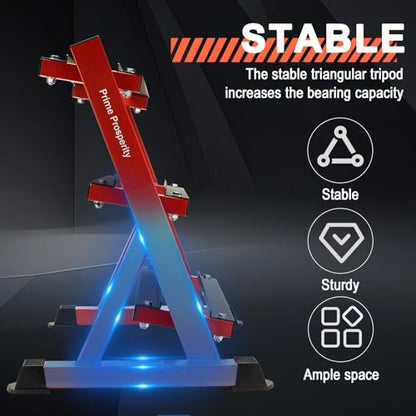 Dumbbell Rack 3 Tier Heavy Duty Weight Organizer Dumbbell Storage Stand Holder 1100lbs Capacity Quick Assembly Dumbbell Weight Storage Rack For Home Gym, Red (Rack Only)