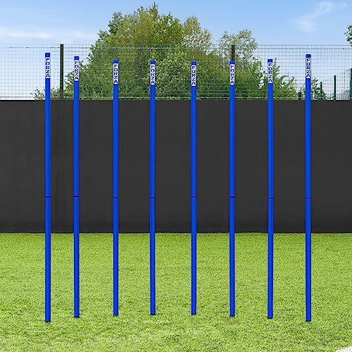 FORZA Slalom Agility Poles | Improve Endurance, Speed & Footwork | Color, Size & Rubber Base Options Available [8 Pack] - color: Electric Blue, size: Without Bases, style: 6ft