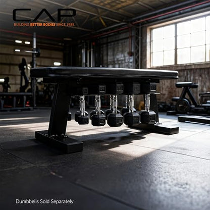 CAP Barbell Flat Weight Bench with Dumbbell Storage – Home Gym Bench for Strength Training, Dumbbell Workouts & Space-Saving Organization