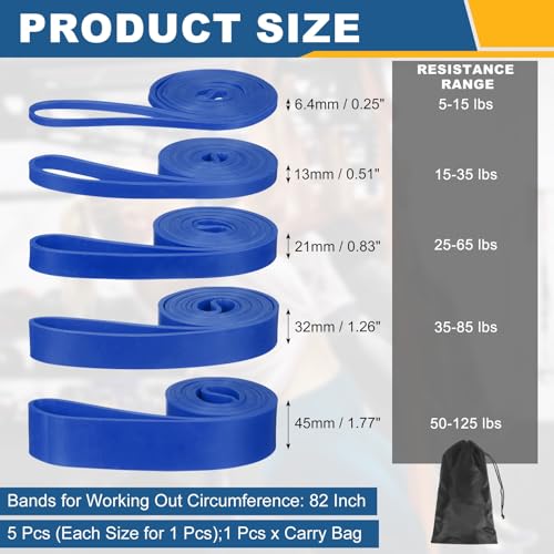 Resistance Bands for Working Out, Pull Up Bands, Pull Up Assistance Straps with Carry Bag for Home/Gym - color: Blue