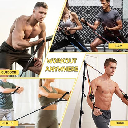 Door Anchor Strap and Resistance Bands for Working Out with Handles, Strength Training Equipment Exercise Bands for Full Body Workout, Non-Slip Multi Point Attachment for Home Gym Fitness