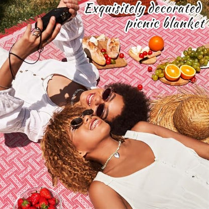 Large Outdoor Picnic Blanket 91x71 Inch Camping Mat Sandproof Woven Boho Mat Giant Beach Towel Travel Essential Yoga Accessories Park Patio Lawn Garden Grass Ground Music Festival Concert