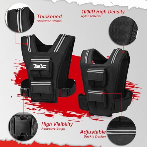 Adjustable Weighted Vest Men and Women 20lbs/ 30lbs/ 40lbs Weights with Reflective Stripe, Weight Vest Woman Workout Vest for Strength Training,Running & Walking