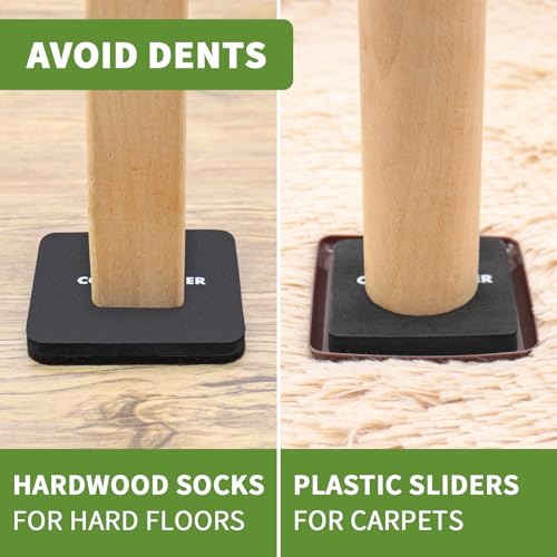 Furniture Sliders for Carpet and Hardwood, 16 PCS 3 1/2", Brown - size: Square 16 PCS 3 1/2'' Brown