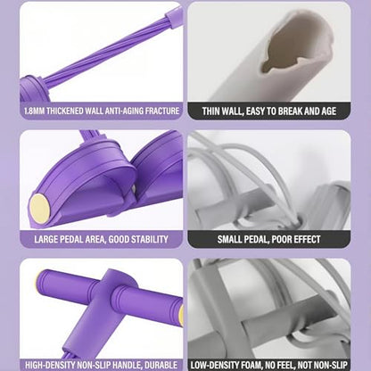 Pedal Resistance Bands with Handles, Upgrade Multi Function Pedal Training Band, 6-Tubes Natural Rubber Foot Pedal Resistance, Fitness Bands for Full Body, Abdomen, Waist, Arm, Leg(Purple)