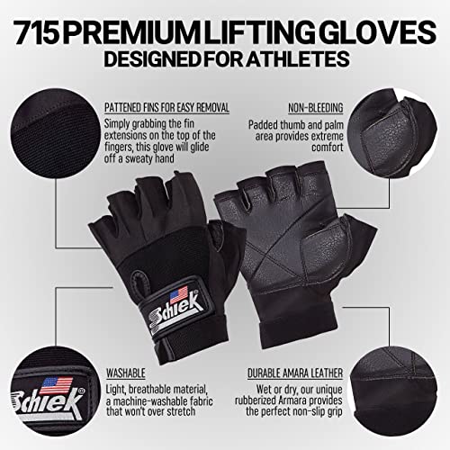Schiek Sports 715 Premium Gel Lifting Gloves - Exercise Equipment Gloves - size: XX-Large