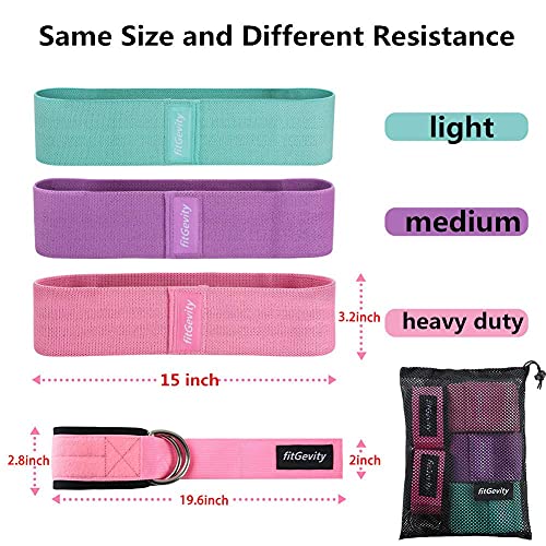 Resistance Bands Exercise Bands for Legs and Butt,Fabric Non Slip Hip Fitness Booty Workout Bands, Set of 8 Resistance with Door Anchor Legs Ankle Straps for Men Women Gym Home Fitness Yoga