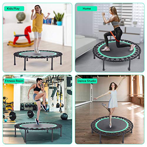 40" Mini Trampoline for Adults, Heavy-Duty Rebounder Trampoline with 30 Bungees - Silent Indoor Exercise Trampoline for Adults, Small Trampoline for Workout