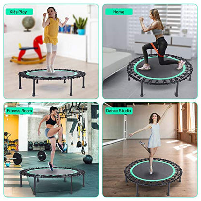 40" Mini Trampoline for Adults, Heavy-Duty Rebounder Trampoline with 30 Bungees - Silent Indoor Exercise Trampoline for Adults, Small Trampoline for Workout