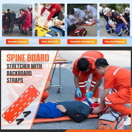 Foldable Emergency Rescue Stretcher - Water-Resistant Spine Board for Patient Transport & Immobilization, Ideal for Paramedics, Lifeguards, and Ambulance Services, 4 Folds