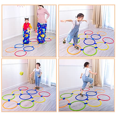 Hop Floor Hopscotch Ring Game, Kids Balance Coordination Agility Speed Training Game Equipment, 10 Rings10 Buckle - size: 38cm/15"