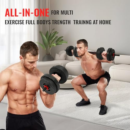 Fitvids Adjustable Dumbbell Set, 40/60LBS Free Weight Set, Multi-Functional Portable Changeable Dumbbell Barbell Kettlebell Set for Home, Multiple Style - size: 40LBS Set, 2in1