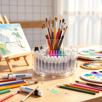 JIKIOU 430pcs Acrylic Pencil Holder Marker Organizer 360-Degree Rotating