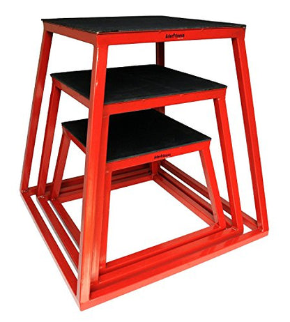 Ader Sporting Goods Plyometric Platform Box Set- 12", 18", 24" Red