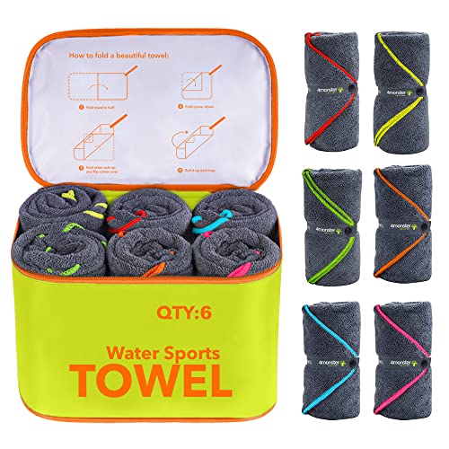 4Monster 4-Pack Quick Dry Microfiber Travel Towels – Super Absorbent, Ultra-Soft Camping Towel Set with Water-Resistant Bag, Lightweight & Compact for RV, Gym, Beach, Pool, Swimming, and Family Trips - color: 6-green