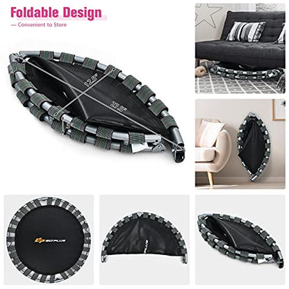 Goplus 36” Foldable Mini Trampoline for Kids, Toddler Trampoline with Full Covered Handle and Safety Pad, Portable Fitness Rebounder for Indoor Outdoor, Max Load 330 LBS