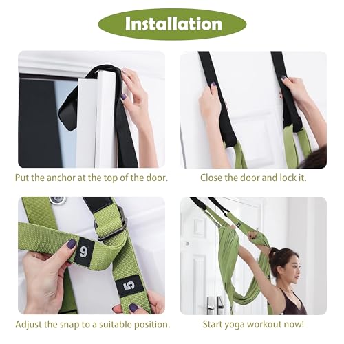 Waist Back Leg Stretch Strap Yoga Fitness Stretcher Back Bend Assist Trainer Waist Flexibility Equipment Over Door Yyoga Sstrap for Pilates, Dancing, Gymnastics Training Belt with Door Anchor