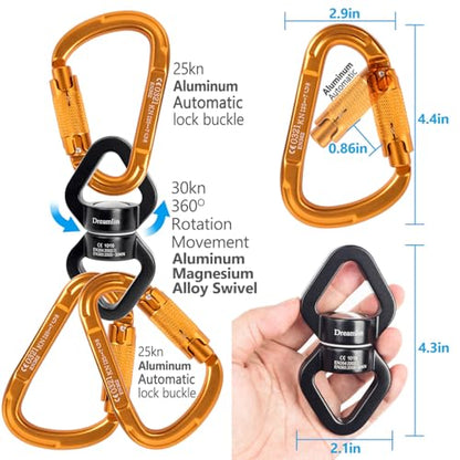 Aerial Silks Hardware Kit 30 KN Swing Swivel Aerial Yoga Hammock Rigging Aluminum Swivel Aerial Hoop Lyra Rotational Device Hanging Accessory - color: Black set 6