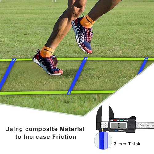 20ft Adjustable Agility Speed Ladder Training Ladder with Carry Bag - Soccer, Speed, Football Fitness Feet Training - Agility Training Equipment for Footwork Drills
