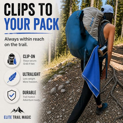 Backpacking Ultralight Quick Dry Microfiber Soft Fast Drying Hand and Face Towel Wash Cloth Camping Yoga Hiking Active Lifestyle Small (Blue, Small)