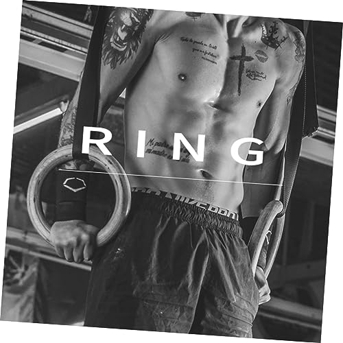 POPETPOP Gymnastic Rings Straps Solid Wood Gym Rings Fitness Equipment for Pull Ups Dips and Strength Training