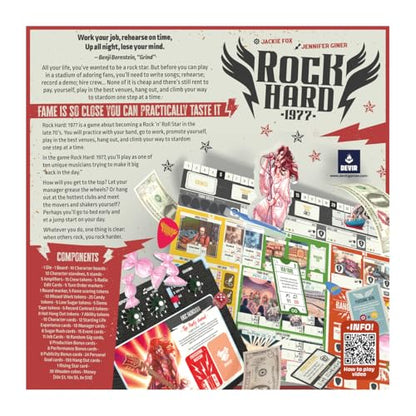 Devir - Rock Hard: 1977 Board Game, Music Industry Strategy Game with Worker Placement, Rock Band Simulation Game for Teens and Adults, Ages 16+, 2–5 Players, 90 Playtime, (English Version)
