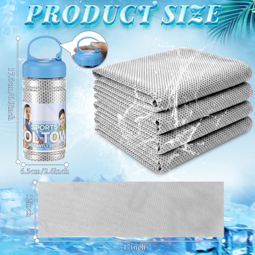 Honoson 10 Pcs Cooling Towels with Bottle, 47 x 12 in, Light Gray - color: Light Gray