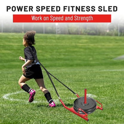 ECOTRIC Fitness Sled with Padded Harness for Athletic Exercise and Speed Improvement - Fits 1-2" Plates