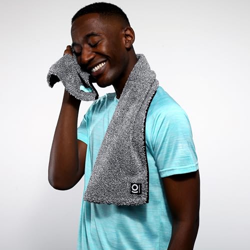 Yoga Towel - Infused with Activated Charcoal to Detoxify and Sweat - Made with Eco-Friendly Aqua-Cotton Yarn - Biodegradable and Sustainable - All Ages - color: Eco Sweat Charcoal Workout Towel
